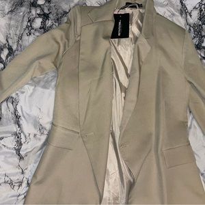 Pretty Little Thing Sage Green Oversized Asymmetric Button Detail Suit Blazer